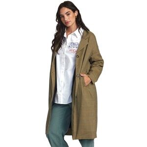RVCA Last Class Tan Plaid Coat